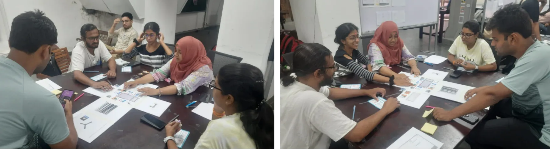 Team discussing research findings